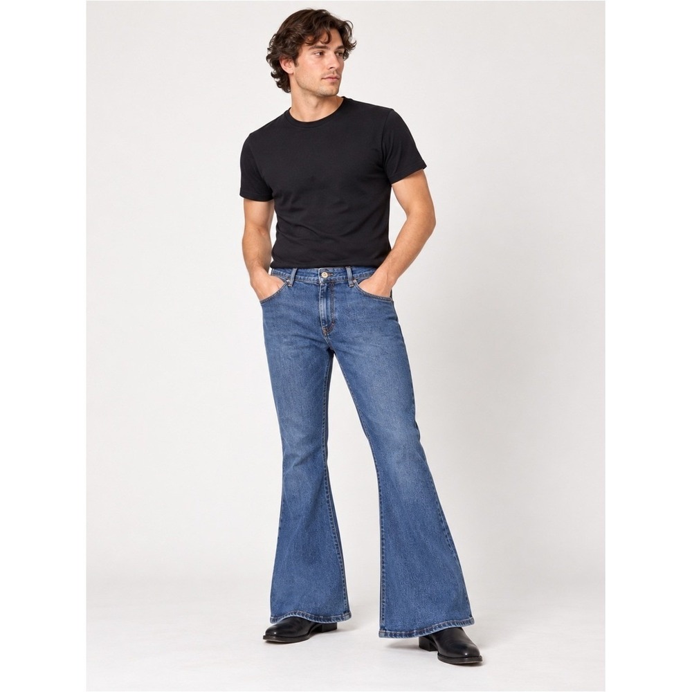 Madcap England Jeans Mens 36x30 Blue Flare Bell Bottom Retro Mod Denim